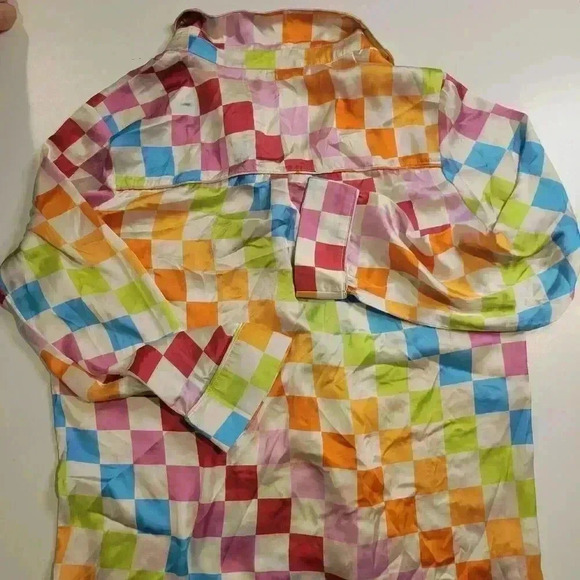 Show Me Your Mumu Womens Early Riser Silky Pajama Top Size S Multi Color Check - Picture 5 of 5